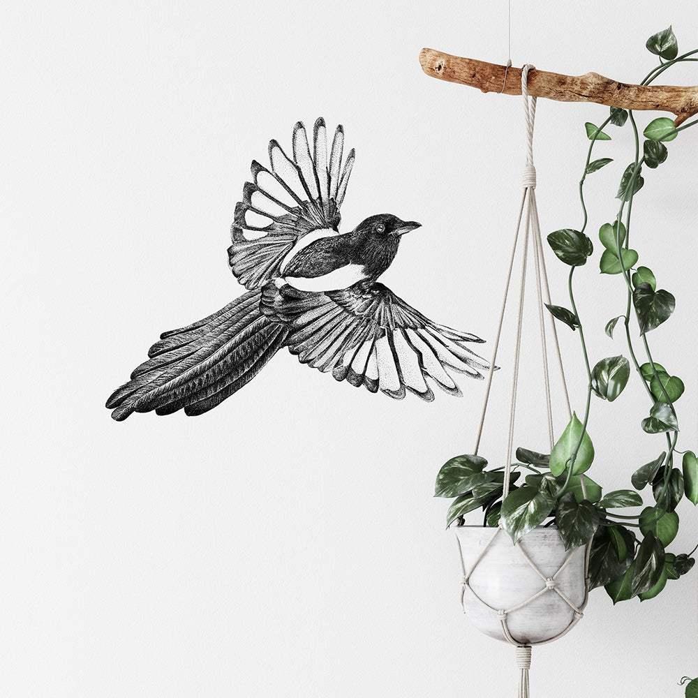 Flying magpie wall sticker